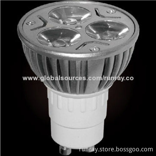 3W GU10 LED Bulb, Die-cast Aluminum Material, 80-110lm/W, 72-hour Aging Time, 85-265V AC, CE MarkNew